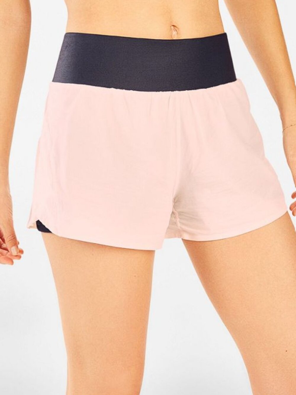 Fabletics Celine Run Shorts with Pocket (L) Blush and Black NWT!